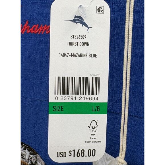 Tommy Bahama Button Down Shirt Thirst Down Silk Men Large Blue Football New‎ - Picture 5 of 10